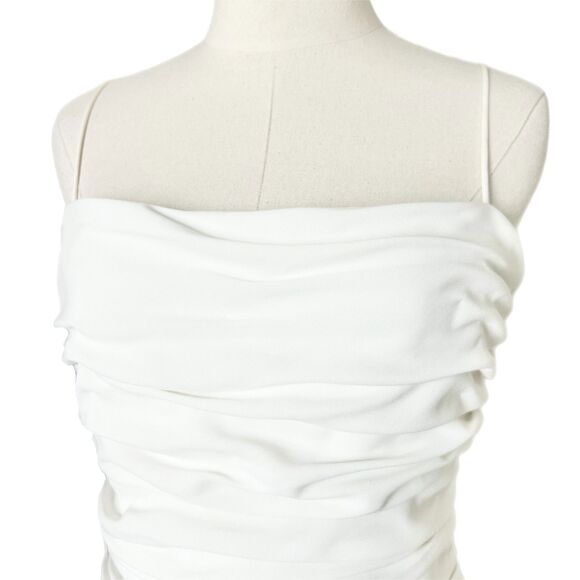 Cinq a Sept Vance Ruched Mini Dress in White Size 8 wedding bride - Picture 3 of 6